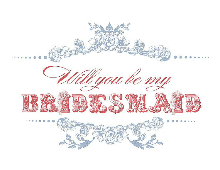 Front View - Cloudy & Perfect Coral Will You Be My Bridesmaid Card - Vintage