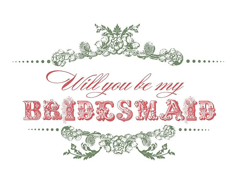 Front View - Clover & Perfect Coral Will You Be My Bridesmaid Card - Vintage
