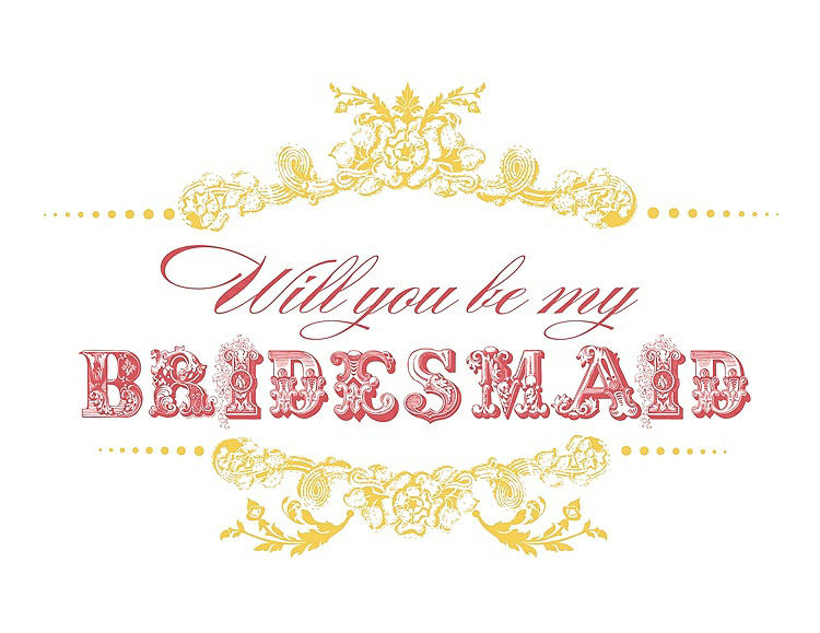 Front View - Daisy & Perfect Coral Will You Be My Bridesmaid Card - Vintage