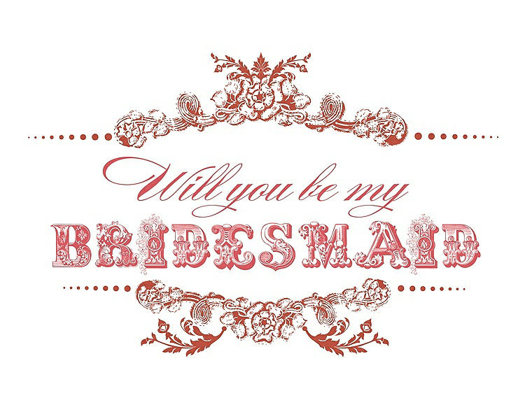 Front View - Fiesta & Perfect Coral Will You Be My Bridesmaid Card - Vintage