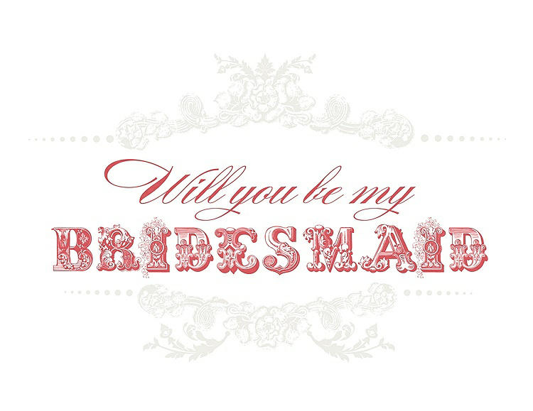 Front View - Marshmallow & Perfect Coral Will You Be My Bridesmaid Card - Vintage