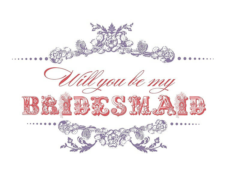 Front View - Passion & Perfect Coral Will You Be My Bridesmaid Card - Vintage