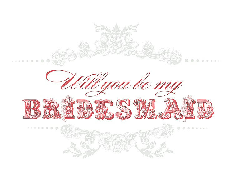 Front View - Starlight & Perfect Coral Will You Be My Bridesmaid Card - Vintage