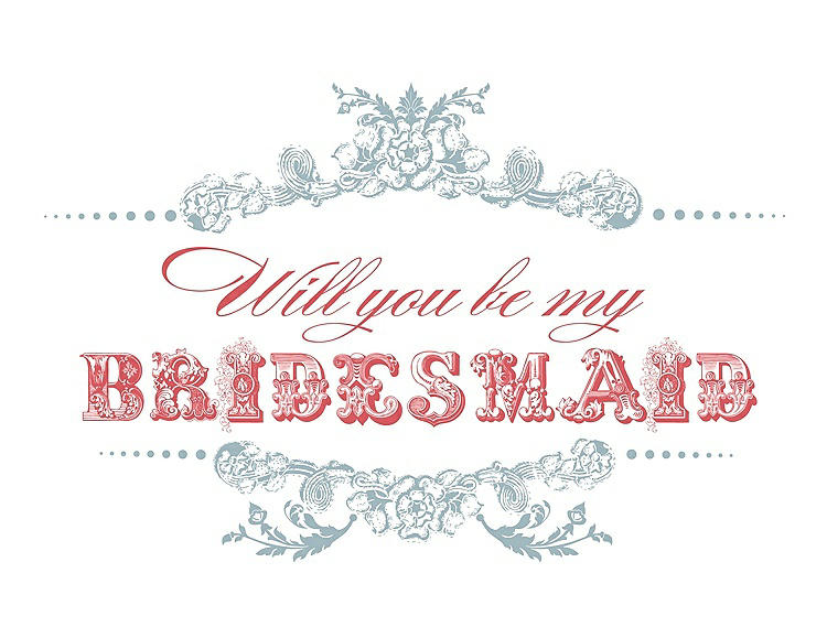 Front View - Surf Spray & Perfect Coral Will You Be My Bridesmaid Card - Vintage