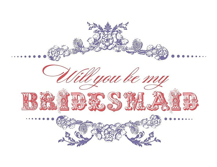 Front View - Tahiti & Perfect Coral Will You Be My Bridesmaid Card - Vintage