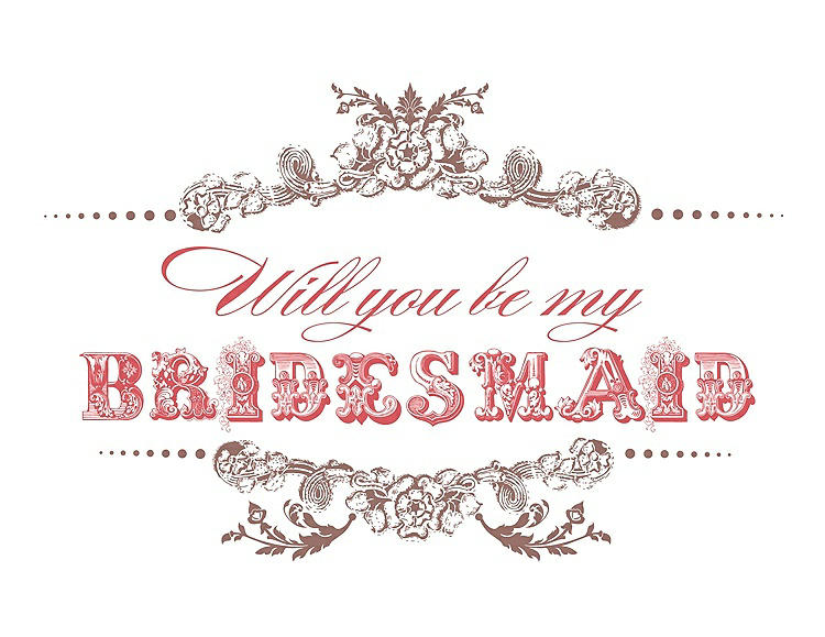 Front View - Toffee & Perfect Coral Will You Be My Bridesmaid Card - Vintage