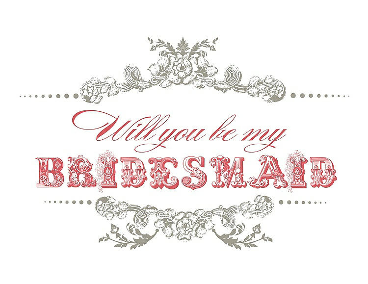 Front View - Twig & Perfect Coral Will You Be My Bridesmaid Card - Vintage