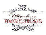 Front View Thumbnail - Wisteria & Perfect Coral Will You Be My Bridesmaid Card - Vintage