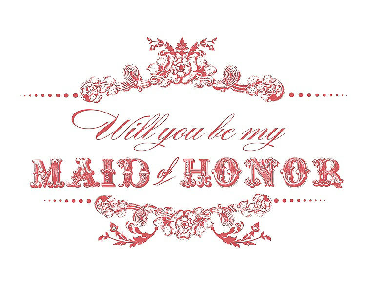 Front View - Perfect Coral & Perfect Coral Will You Be My Maid of Honor Card - Vintage