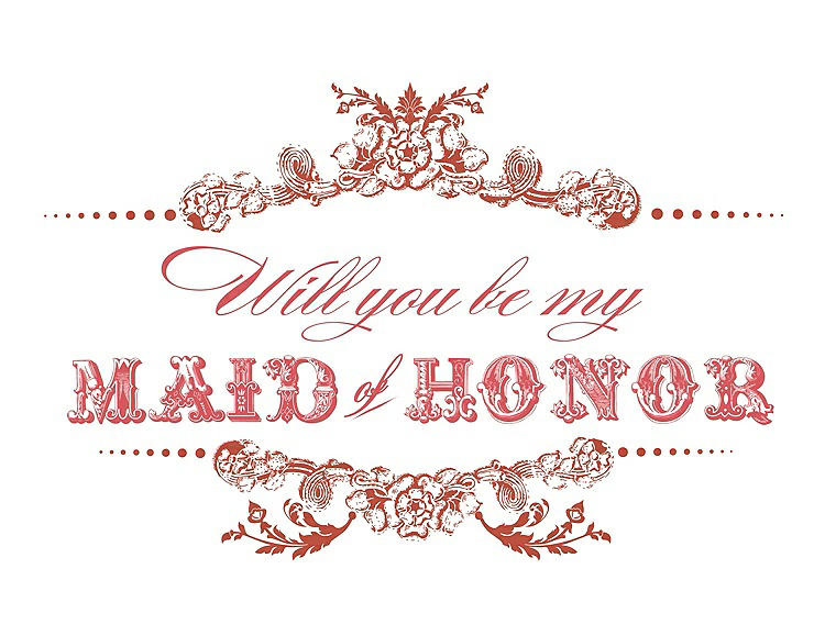 Front View - Fiesta & Perfect Coral Will You Be My Maid of Honor Card - Vintage