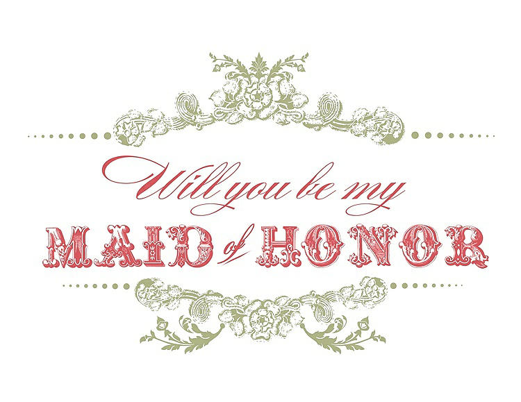 Front View - Mint & Perfect Coral Will You Be My Maid of Honor Card - Vintage