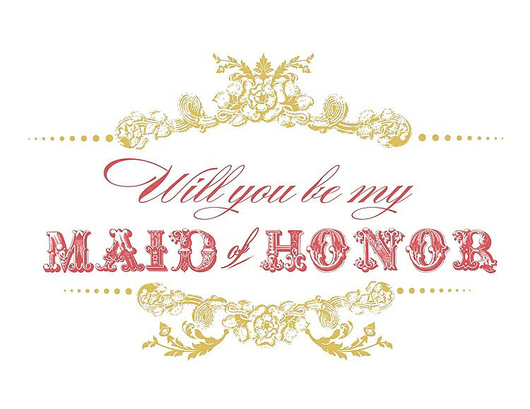Front View - Marigold & Perfect Coral Will You Be My Maid of Honor Card - Vintage
