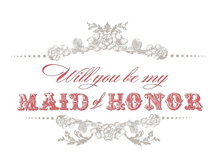Front View - Sand & Perfect Coral Will You Be My Maid of Honor Card - Vintage