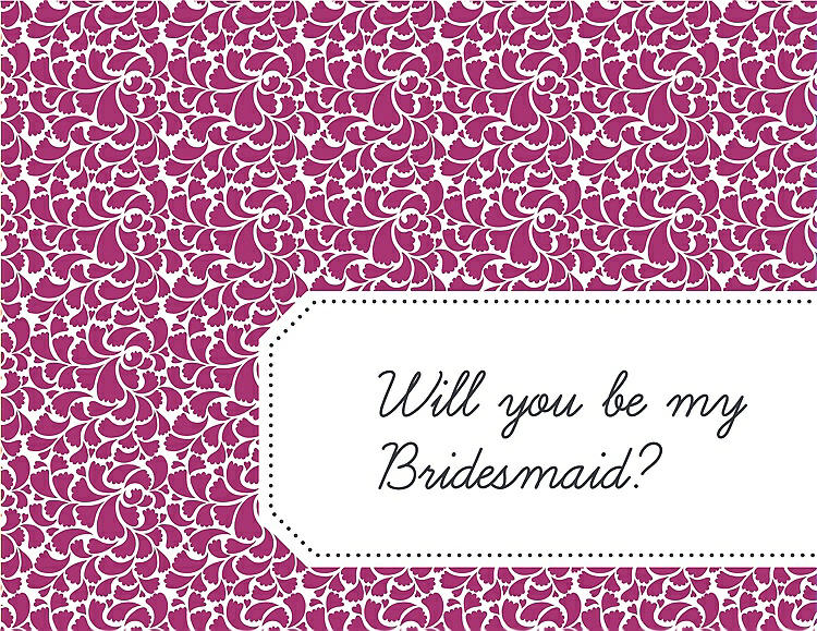 Front View - Cerise & Ebony Will You Be My Bridesmaid Card - Petal