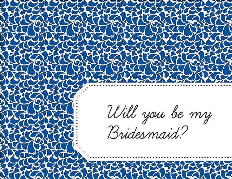 Front View - Royal Blue & Ebony Will You Be My Bridesmaid Card - Petal