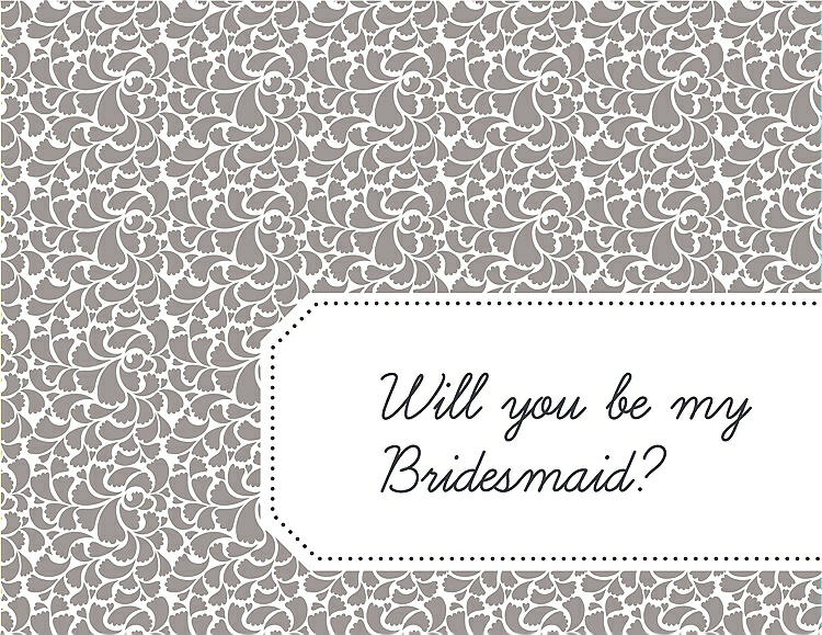 Front View - Taupe & Ebony Will You Be My Bridesmaid Card - Petal