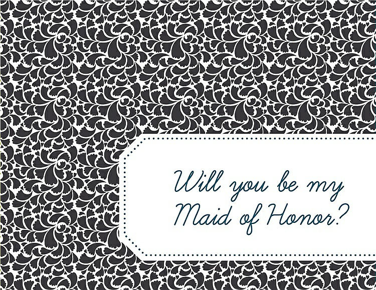Front View - Black & Peacock Teal Will You Be My Maid of Honor Card - Petal