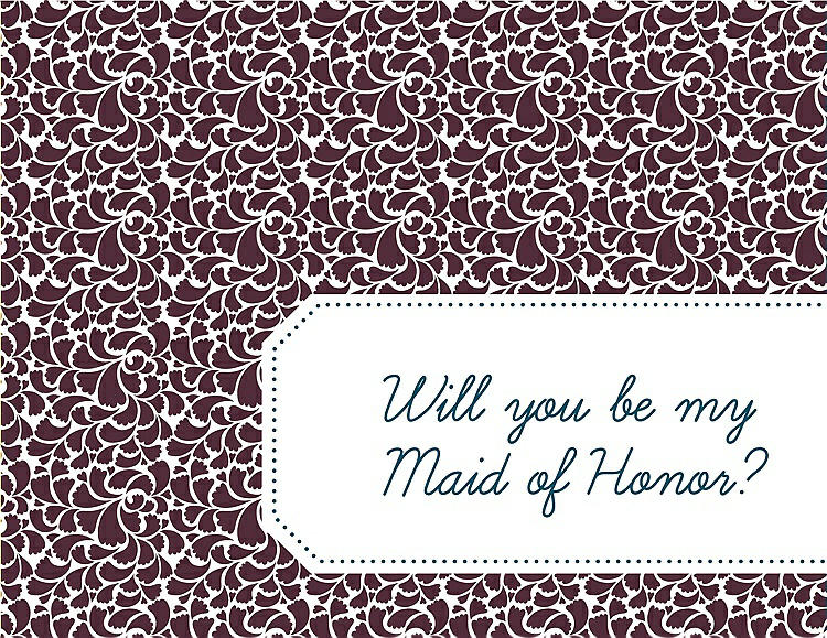 Front View - Bordeaux & Peacock Teal Will You Be My Maid of Honor Card - Petal