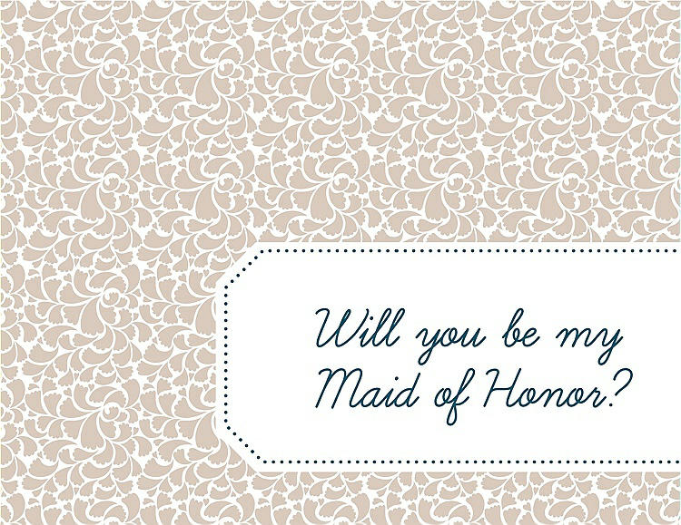 Front View - Cameo & Peacock Teal Will You Be My Maid of Honor Card - Petal