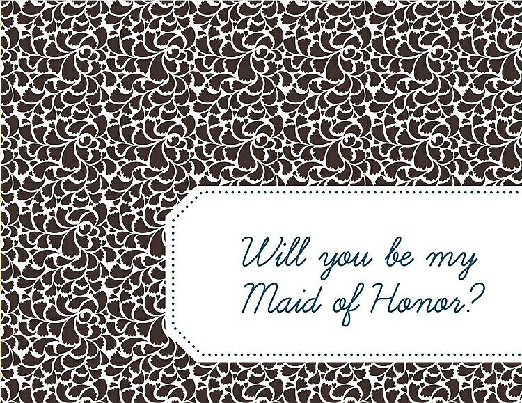 Front View - Espresso & Peacock Teal Will You Be My Maid of Honor Card - Petal