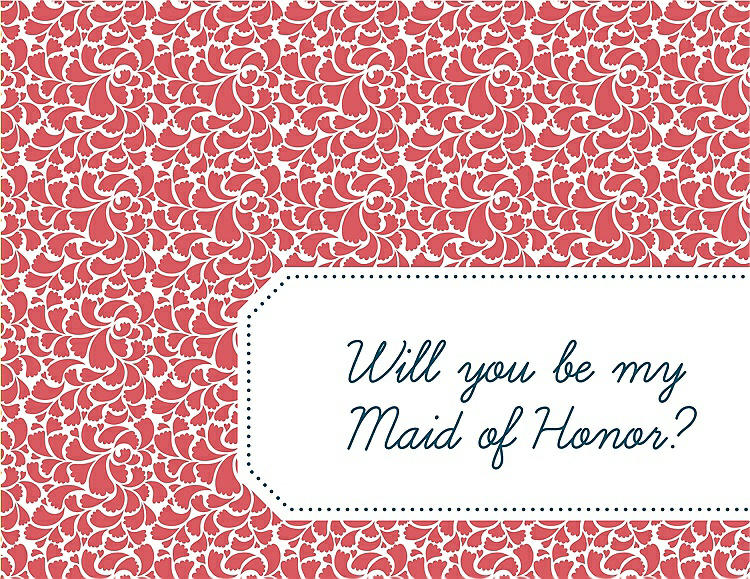 Front View - Perfect Coral & Peacock Teal Will You Be My Maid of Honor Card - Petal