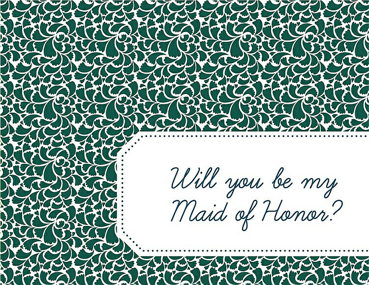 Front View - Hunter Green & Peacock Teal Will You Be My Maid of Honor Card - Petal