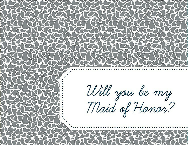 Front View - Pewter & Peacock Teal Will You Be My Maid of Honor Card - Petal