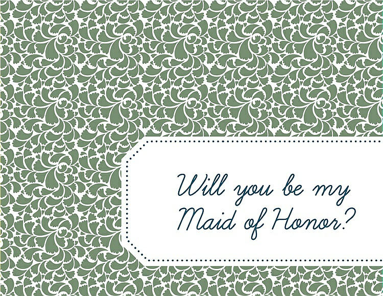 Front View - Sage & Peacock Teal Will You Be My Maid of Honor Card - Petal