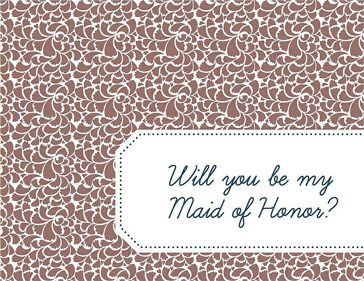 Front View - Toffee & Peacock Teal Will You Be My Maid of Honor Card - Petal