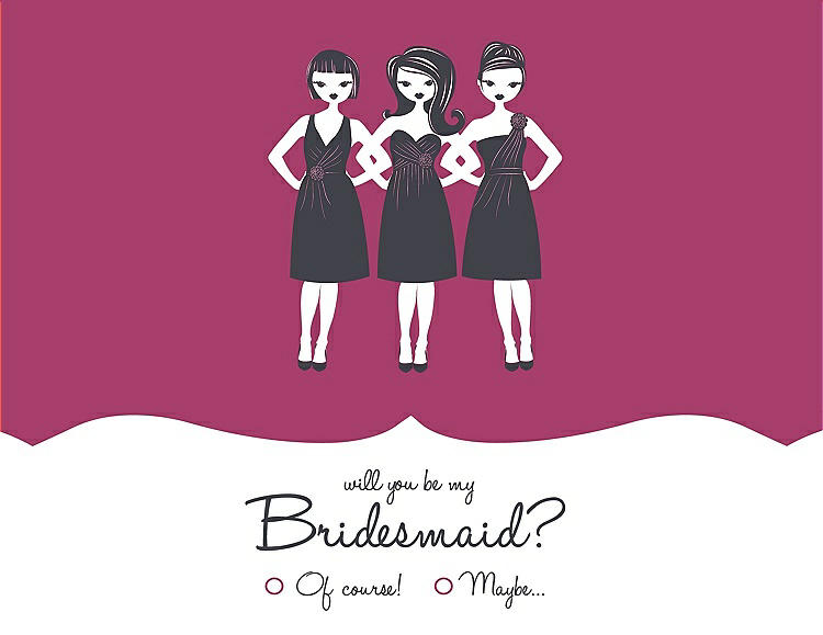 Front View - Berry Twist & Ebony Will You Be My Bridesmaid Card - Girls Checkbox