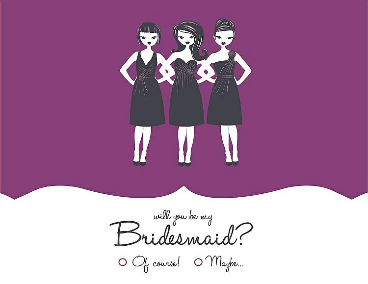 Front View - Paradise & Ebony Will You Be My Bridesmaid Card - Girls Checkbox