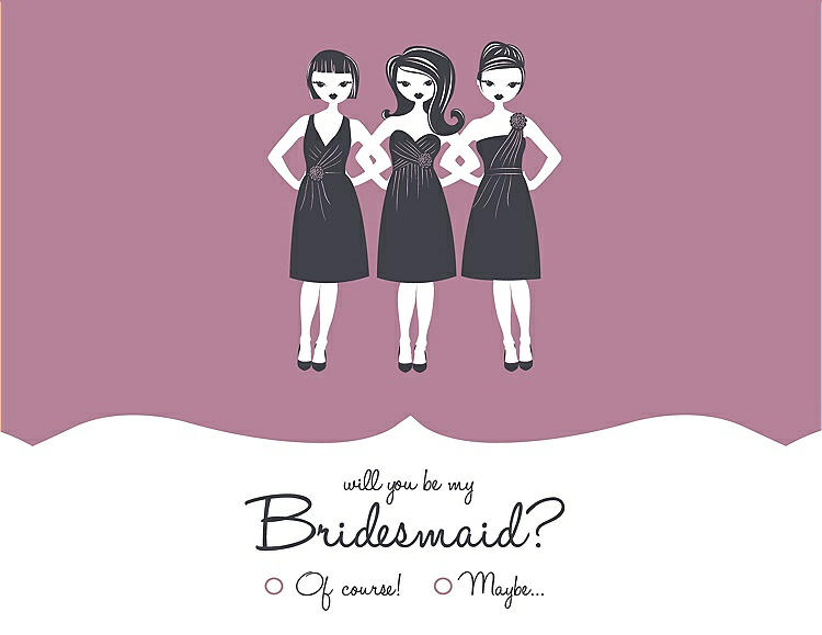 Front View - Rosebud & Ebony Will You Be My Bridesmaid Card - Girls Checkbox