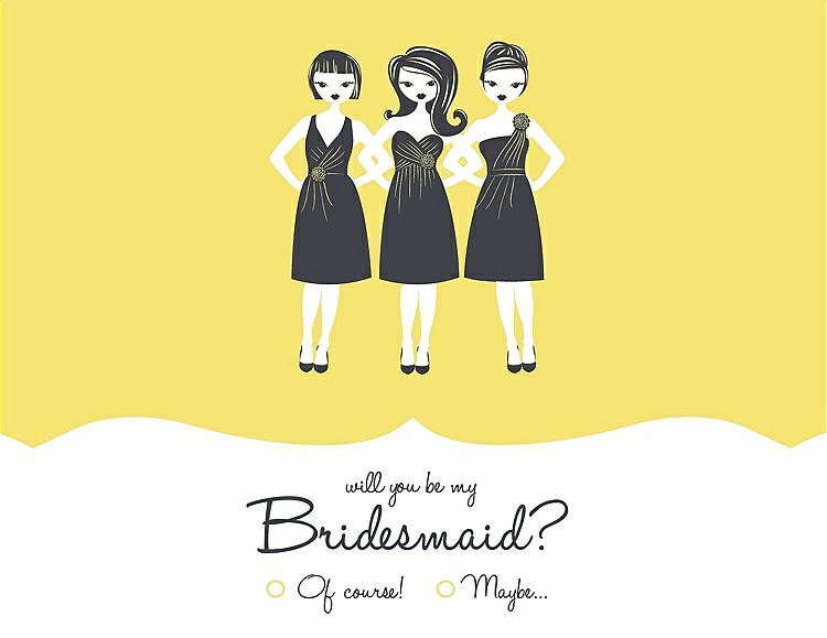 Front View - Snapdragon & Ebony Will You Be My Bridesmaid Card - Girls Checkbox