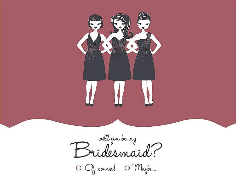 Front View - Spanish Rose & Ebony Will You Be My Bridesmaid Card - Girls Checkbox