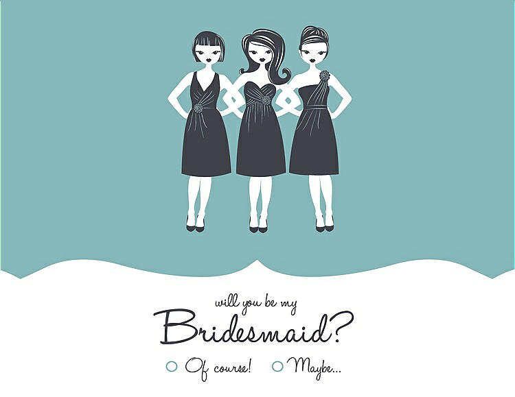 Front View - Seaside & Ebony Will You Be My Bridesmaid Card - Girls Checkbox