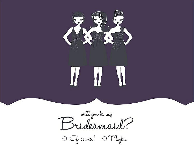 Front View - Violet & Ebony Will You Be My Bridesmaid Card - Girls Checkbox