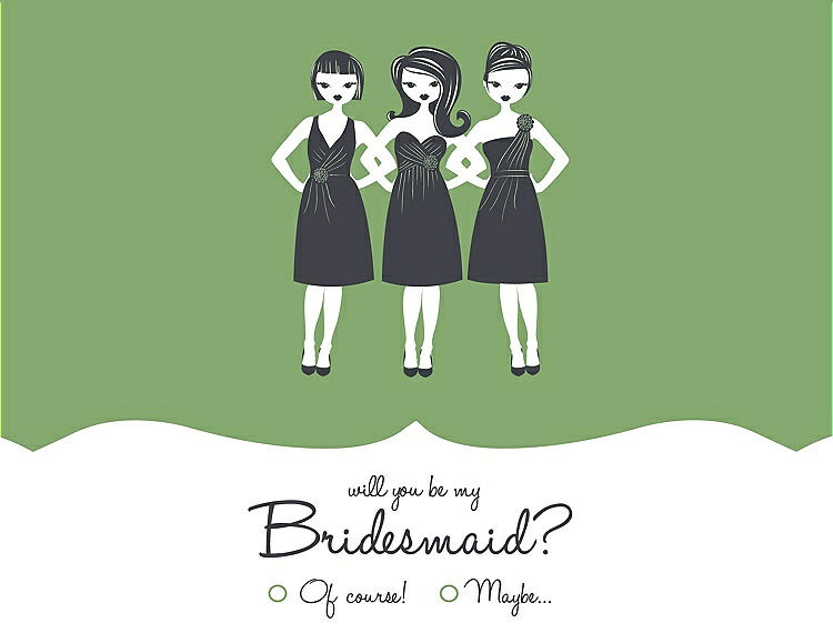 Front View - Appletini & Ebony Will You Be My Bridesmaid Card - Girls Checkbox