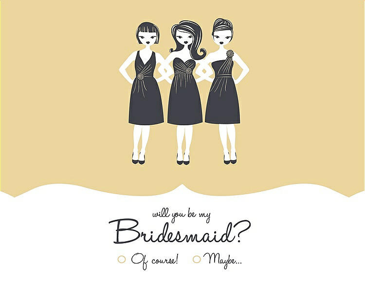 Front View - Buttercup & Ebony Will You Be My Bridesmaid Card - Girls Checkbox