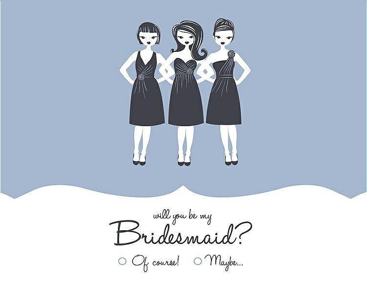 Front View - Cloudy & Ebony Will You Be My Bridesmaid Card - Girls Checkbox