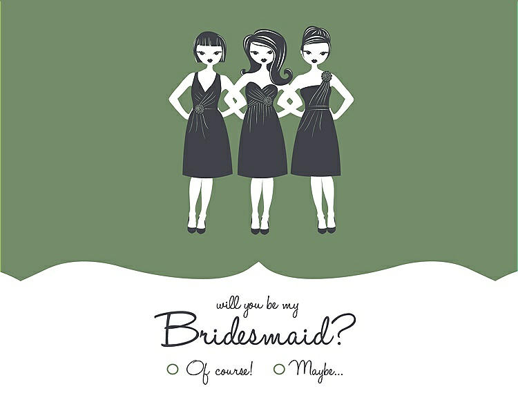 Front View - Clover & Ebony Will You Be My Bridesmaid Card - Girls Checkbox