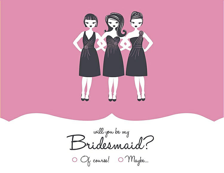 Front View - Cotton Candy & Ebony Will You Be My Bridesmaid Card - Girls Checkbox