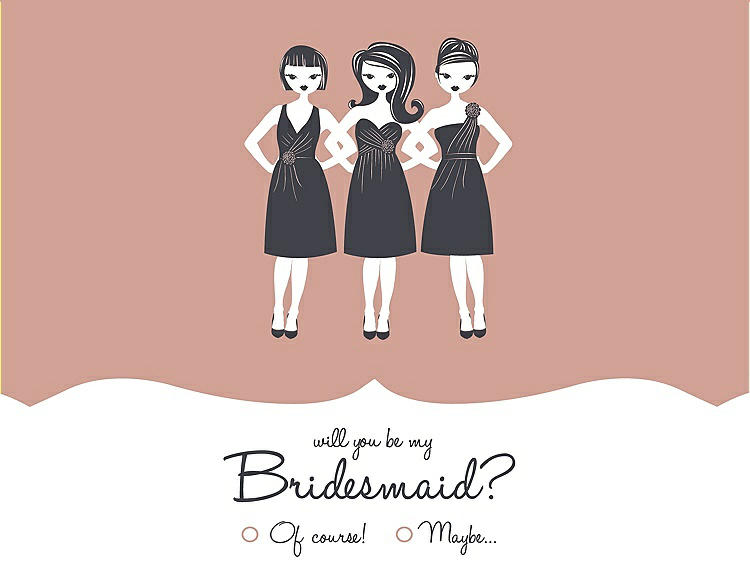 Front View - Fresco & Ebony Will You Be My Bridesmaid Card - Girls Checkbox