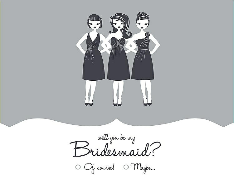 Front View - Frost & Ebony Will You Be My Bridesmaid Card - Girls Checkbox