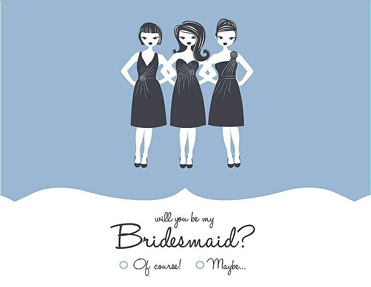 Front View - Ice Blue & Ebony Will You Be My Bridesmaid Card - Girls Checkbox