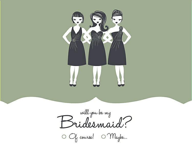 Front View - Kiwi & Ebony Will You Be My Bridesmaid Card - Girls Checkbox