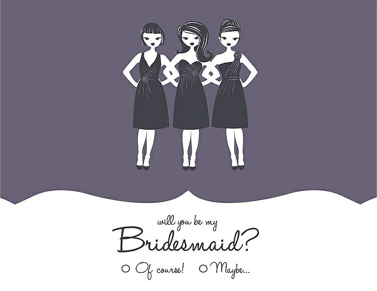 Front View - Lavender & Ebony Will You Be My Bridesmaid Card - Girls Checkbox