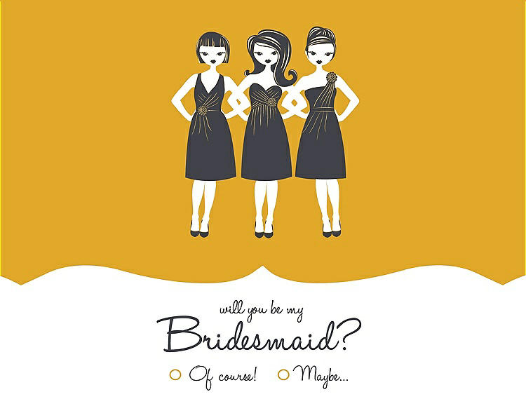 Front View - Mango & Ebony Will You Be My Bridesmaid Card - Girls Checkbox