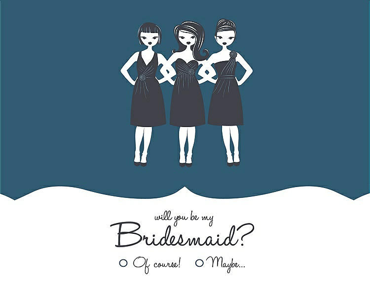Front View - Marine & Ebony Will You Be My Bridesmaid Card - Girls Checkbox