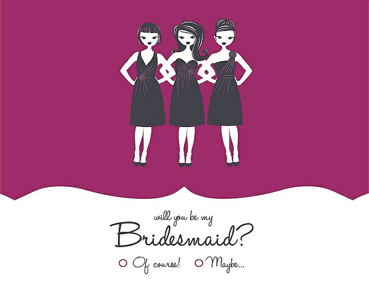 Front View - Merlot & Ebony Will You Be My Bridesmaid Card - Girls Checkbox