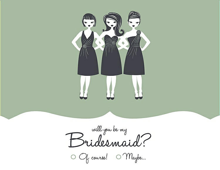 Front View - Mermaid & Ebony Will You Be My Bridesmaid Card - Girls Checkbox